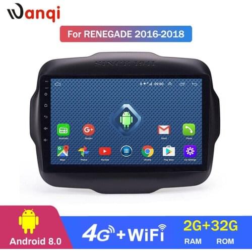 Wanqi 2+32G 4G WIFI Netcom 9 inch 2.5D Car Radio for 2016 2017 2018 Jeep Renegade Full Touch Screen GPS Radio Navigation No DVD