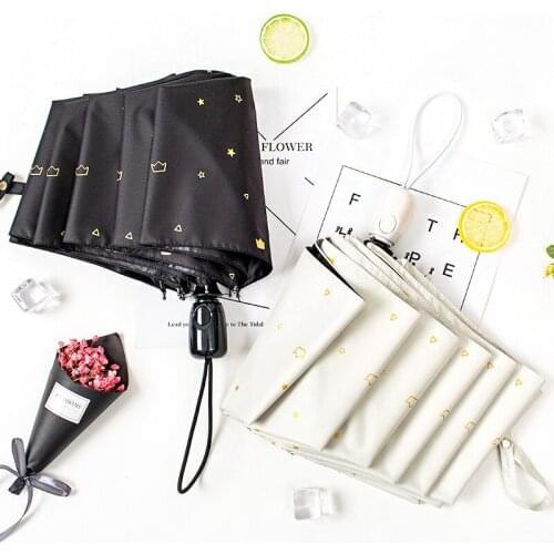 Full automatic umbrella small fresh goddess rain umbrella dual-use simple forest folding umbrella student sun umbrella