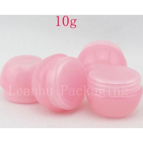 10g pink colored mushroom shape empty sample cosmetic cream container , 10ml skin care cream plastic jar small makeup tin bottle
