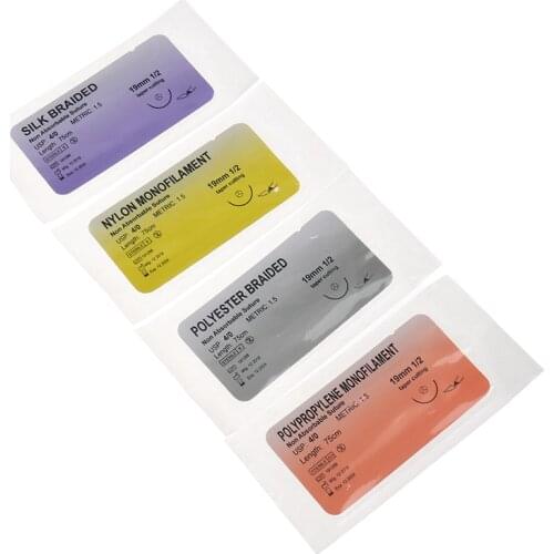 12Pcs Nylon Monofilament Silk Braided Needle Suture Thread Suture Practice Kit