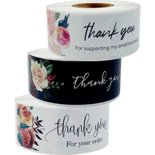 120pcs Flower Thank You Stickers for Small Business Decor Envelope Sealing Stationery Supply Baking Packaging