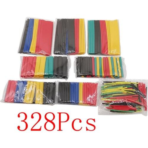 164Pcs/328Pcs/set Heat Shrink Tube Kit Insulation Shrinking Tubing Assortment Polyolefin Wire Cable Heat Shrink Sleeve 8 Sizes