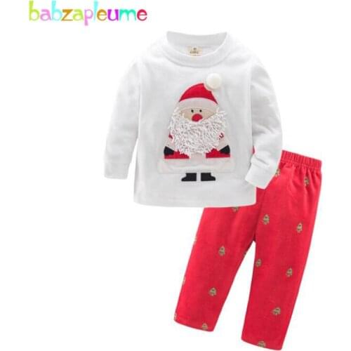 2PCS/1-5Years/Christmas Outfits Baby Pajamas Tracksuit Kids Clothes Cartoon Cute T-shirt+Pants Toddler Boys Clothing Sets BC1231