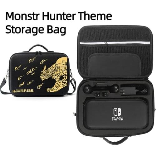 2 In 1 Monster Hunter RISE Theme Storage Bag for Nintendo Switch Console Large + Small Carry Case NS NX Accessories Organizer