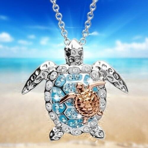 2021 Necklace for Women Zircon Charm Beach Turtle Necklaces Rose Gold Unique Small Turtle Necklace Women Girls Jewelry Gift