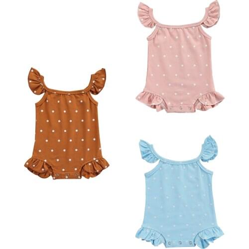 3Color ! 0-24M Newborn Baby Girls Polka Dot Ruffles Romper for summer Clothing