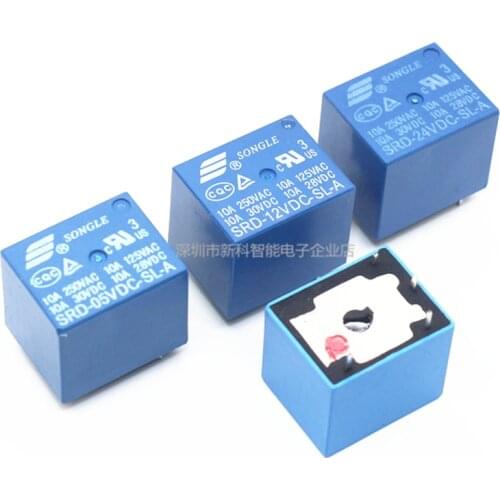 5PCS/Lot Relays SRD-05VDC 09VDC 12VDC 24VDC 48VDC-SL-A 05V 12V 24V 48V 10A 250VAC 4PIN T73