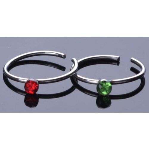 5pcs mix lot womens sexy nose rings nose piercing studs with crystal mixed colors 2mm stainless steel body piercing jewelry new