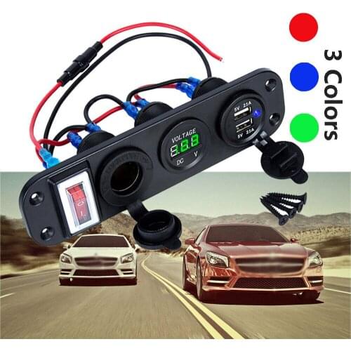 Car Motorcycle Cigarette Lighter Dual USB Charger 12V-24V Car Boat Motorcycle Cigarette Lighter Sockets Power Plug Outlet LED