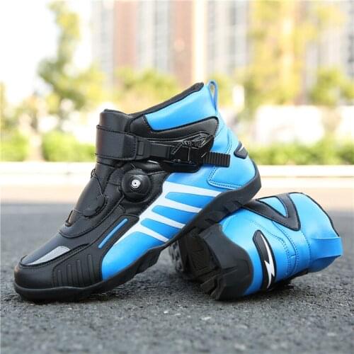 Fashion Motorcycle Boots Men Breathable Botas Hombre Rotating Button Moto Shoes Motorbike Biker Riding Boot Touring Ankle Shoe