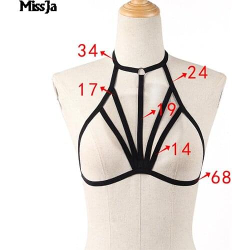 Black Sexy Lingerie Elastic Black Cupless Bra Bandage Women Lingerie Alluring Bustier Cage Goth Crop Tops Belt
