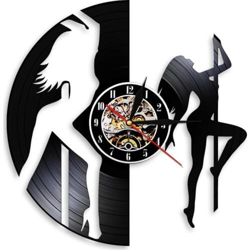 Sexy Chick Stripper Wall Clock Modern Design Sexy Dancing Girl Pole Dancers Night Club Steal Tube Vinyl Record Wall Clock Gift