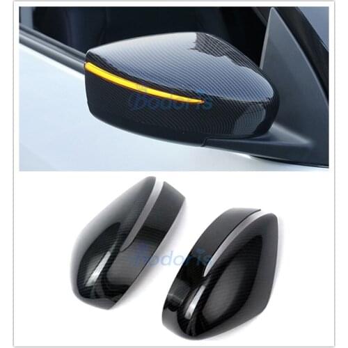 Carbon Fiber Look Side Wing Mirror Cover Rear View Panels Rearview Caps Shell Overlays For Nissan Kicks 2017 2018 2019 2020