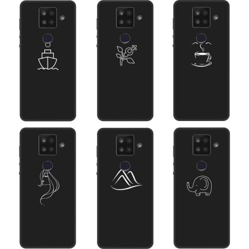 Case For Sharp AQUOS Sense 4 Plus Phone Case Back Cover Black Softness Silicone Bumper With White Color Printing