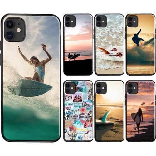 Beach Surf Board Ocean Waves Case For iPhone 12 mini 11 Pro Max XR X XS Max 6S 7 8 Plus SE 2020 TPU Cover Shell