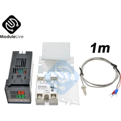 REX-C100 Digital PID Temperature Controller Thermostat Relay output + Max.40A SSR Relay+ K Thermocouple Probe High Quality RKC