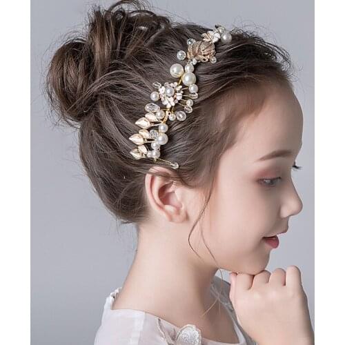 Childrens Headwear Wedding Dress Childrens Hair Accessories Girls Pearl Headband Headband Hairpin Wreath Birthday Performance