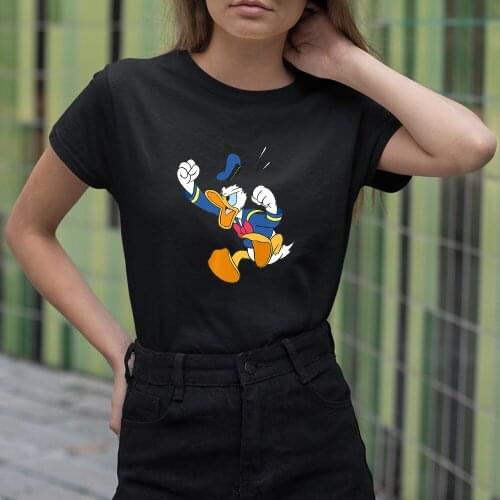Donald Duck Cartoon Printing Disney Women T-Shirts Dropship Fashion Top Clothes Summer New O-Neck Short Sleeve T Shirts Female