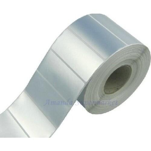 Sticker label 80*25 mm 1000pcs/Roll Thermal Transfer Silver PET Label Waterproof Tearproof Scratch-resistant Barcode Label