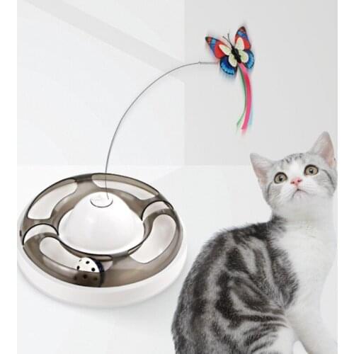 Interactive Modes Speeds Self Rotating Smart Feathers Cats Ball Exercise Teaser Kitten Toy Pet 2 Butterfly Replacements