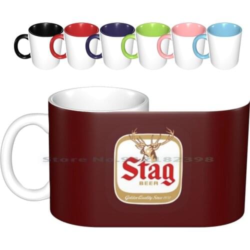 Stag Ceramic Mugs Coffee Cups Milk Tea Mug Stag Deer Beer Vintage Beverages Drinks Brewery Breweriana Creative Trending Vintage