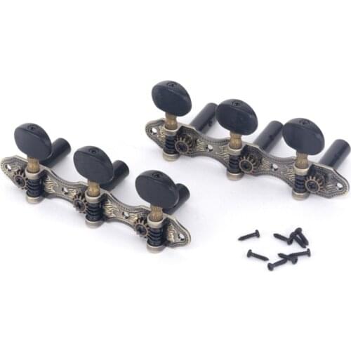 Musiclily Pro 3X3 Baker Style Classical Guitar Tuners Tuning Keys Machine Heads Set, Antique Brass