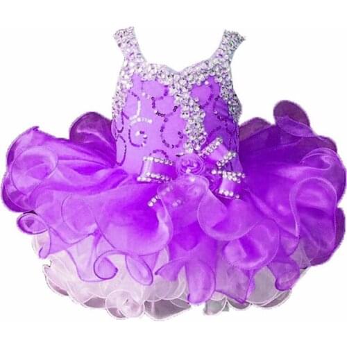 Crystals Beaded Infant Toddler Birthday Dress Baby Little Princess Pageant TuTu Cupcake Party Gown Corset Back