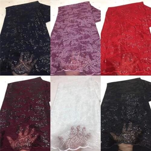 Onion Color 3D Sequins Lace Latest 2021 red African Nigerian Lace Fabrics French Sequin Lace Fabrics 5 Yards Tulle Mesh Fabric