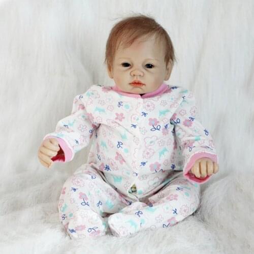 Nicery 20-22inch 50-55cm Bebe Reborn Doll Soft Silicone Boy Girl Toy Reborn Baby Doll Gift for Child Pink Headwear Jumpsuit