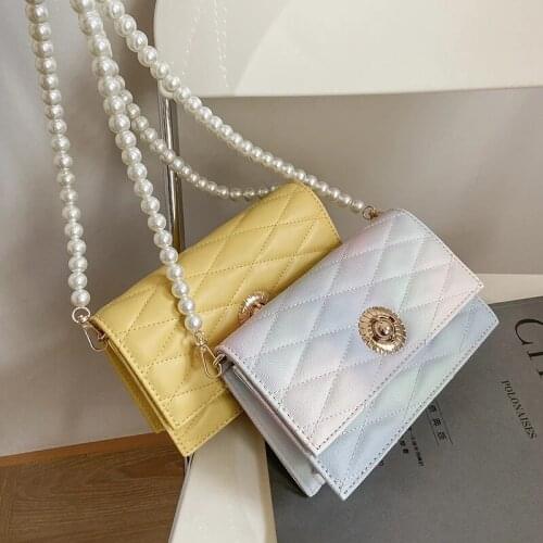 Small Flap Crossbody bag 2021 Summer New Fashion Womens Designer Travel Handbag Pearl strap Shoulder Beach Purses