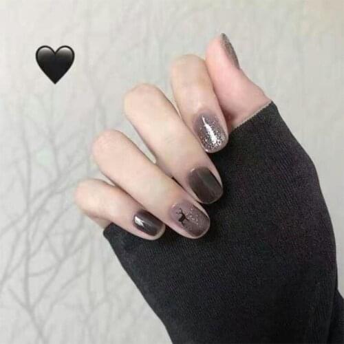 Dark Night Elk Ballet Hill Pattern Cloud Fresh Bright Surface False Nail Piece Wear Manicure Finished Nail Patch Purple Flash