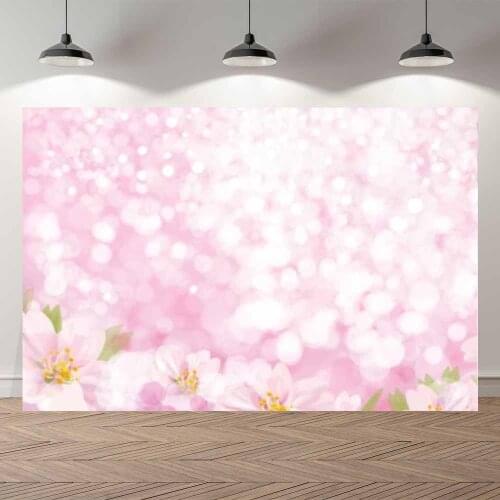 NeoBack Thin Vinyl Gliter Spring Floral Pink Bokeh Baby Shower Kid Birthday Portrait Photography Backdrop Photo Photocall Banner