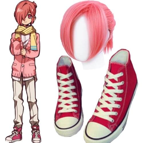Mitsuba Cosplay shoes Wig Pink Ponytail Synthetic Hair Long Bnags Jibaku Shounen Hanako-kun Cosplay wig Halloween Hair Role Play
