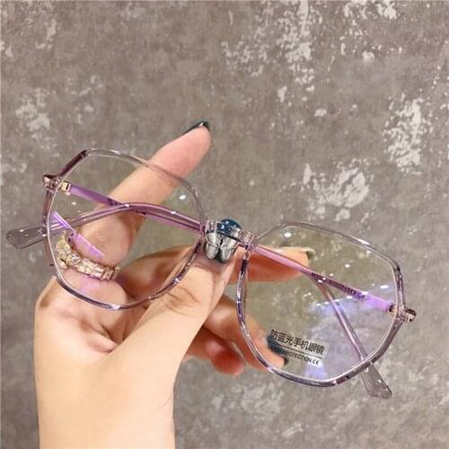 Elbru Anti-blue Light Irregular Transparent Plain Glasses TR90 Frame Radiation Protection Computer Games Plain Glasses Unisex