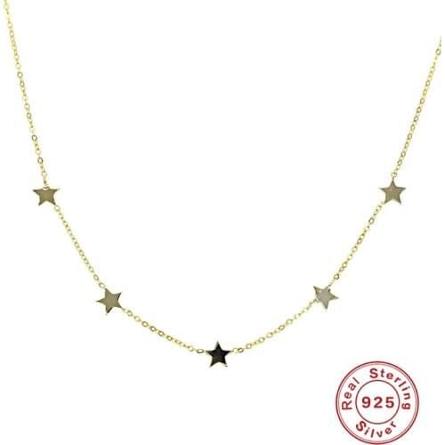 Real 100% 925 sterling silver cute danity Star charm pendant necklace christmas gift delicate chain star necklace