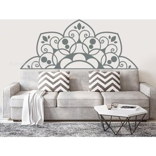 Half Mandala Flower Meditation Yoga Wall Decal Vinyl Wall Sticker Living Room Master Bedroom Headboard Art Pattern Decor LL363