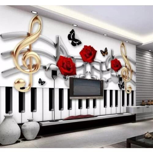 Custom wallpaper murals any size photo 3D guitar rock brick wall KTV background music fashion trend bar wallpaper