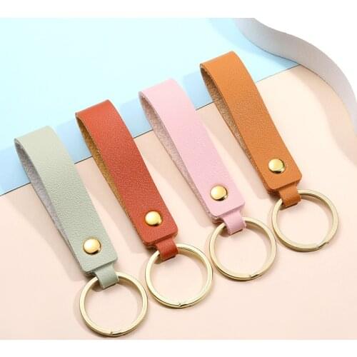 Simple Single Buckle 8 Colors PU Leather Keychain Colorful Bright PU Leather Key Chain Car Auto Key Strap KeyChains Keyholde