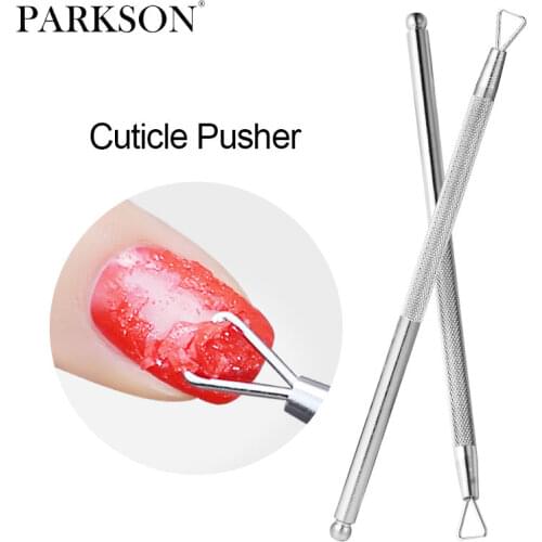 Parkson Durable Stainless Steel Cuticle Pusher Dead Skin Push Remover For Nail Art Cleaner Care Tool Removal Beauty Tool Trimmer