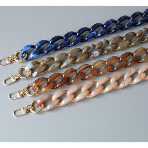 New Fashion Woman Bag Accessory Detachable Replacement Blue Pink Brown Acrylic Chain Luxury Strap Resin Shoulder Clutch Chain