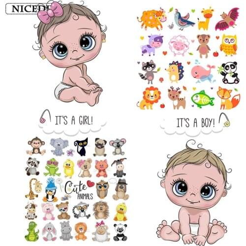 DIY Lovely Cartoon Baby Patch For Clothes Small Animal Iron On Heat Transfer Vinyl Stickers Patches Washable Applique Decor