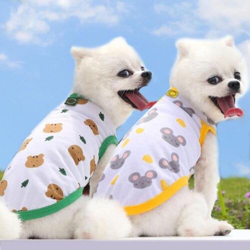 Dog Cute Vest Cartoon Animal Printing Round Neck Polyester Adorable Puppy Blouse Shirt for Small pet Summer Vest