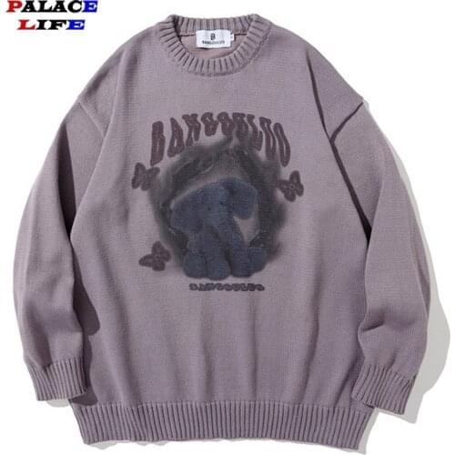 Graffiti Animal Print Sweater Men New Autumn Streetwear Mens Clothes Hip Hop High Street Pullover Woman Oversize Couple Sweater