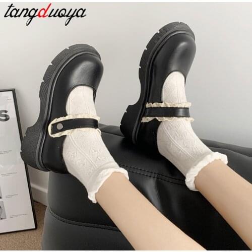 JK Uniform students lolita Shoes Spring Autumn Mary Jane Shoes Womens High Heels Retro Platform Lolita Shoes Woman 2021