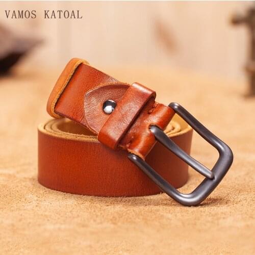 VAMOS KATOAL Male belt men genuine leather First layer cowskin fashion all-match belt Mens cowhide casual pants belt