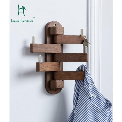 Louis Fashion Coat Racks Solid Wood Rotates Hanging Nordic Simple Bedroom Oak Wall Hanging Tree Shape