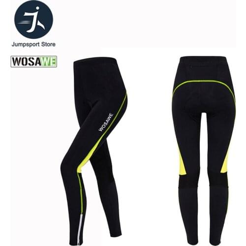 WOSAWE Cycling Pants Sportswear Womens Bike Trousers Bicycle Riding Clothing Padded Spring Female Pants Green Red