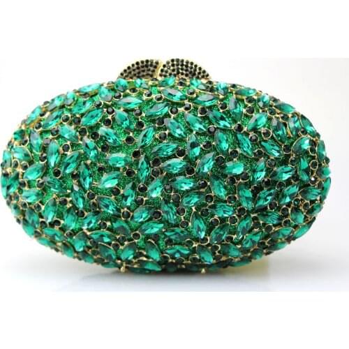 XIYUAN Luxury Hollow green blue crystal Diamond Evening Bag WomenS Wedding clutch purse Wallet Party shoulder Bag handbag small