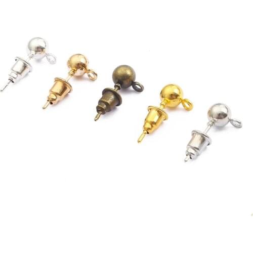 Gold Silver Color Ear Nail Earbud Metal Hanging Stud Earring Earplugs Findings for DIY Jewelry Making Earring Accessories