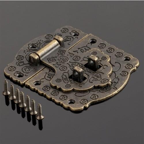 1pc Box Latch Hasp 70*60mm Antique Drawer Latches Decorative Hasp Jewelry Wooden Box Suitcase Hasp Lock Latch